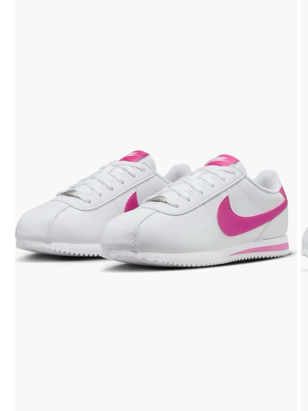 Nike Youth Cortez Leather Sneakers - White/Pink